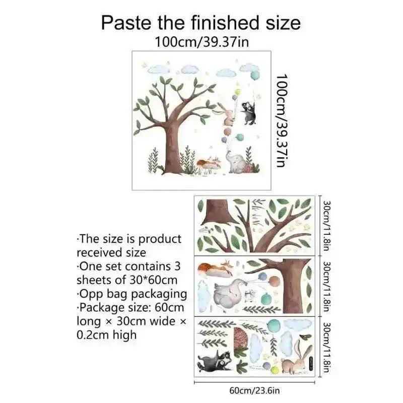 Big Tree Rabbit Balloon Cartoon Wallpaper Living Room Childrens Room Cute Decorative Wall Stickers Self-adhesive Wall Stickers