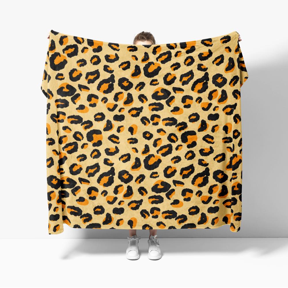 

Fierce leopard print Flannel Blanket for Sofa Creative leopard Pattern print style pattern Throw Blankets For Bed Perfect Gift 75cmx90cm