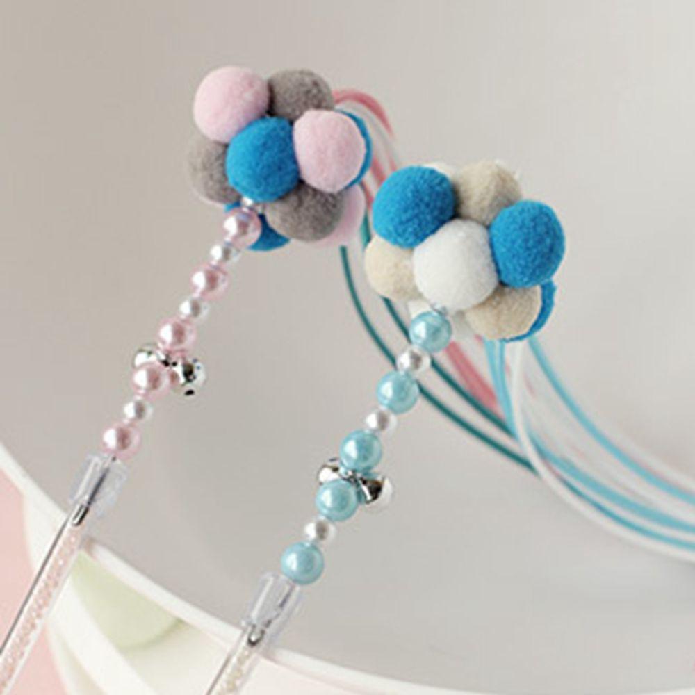 Pet Tassel Wand With Pompom And Bell Cat Teaser Wand Beaded Kitten Teaser Stick Kitten Interactive Toy Colorful Pet Supplies
