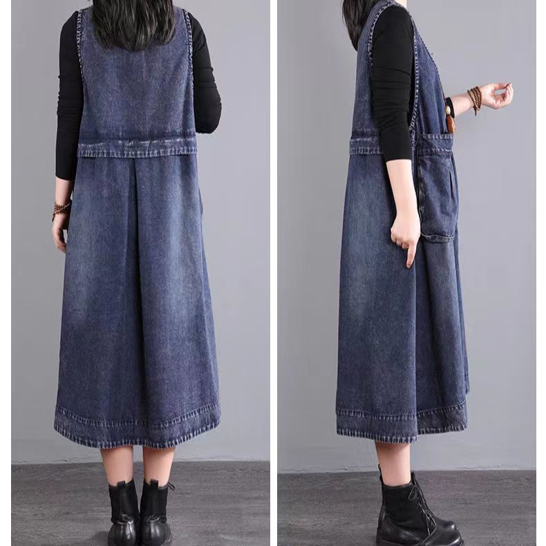 Casual Denim Jacket Dress With Large Pockets For Spring Fashion Enthusiasts