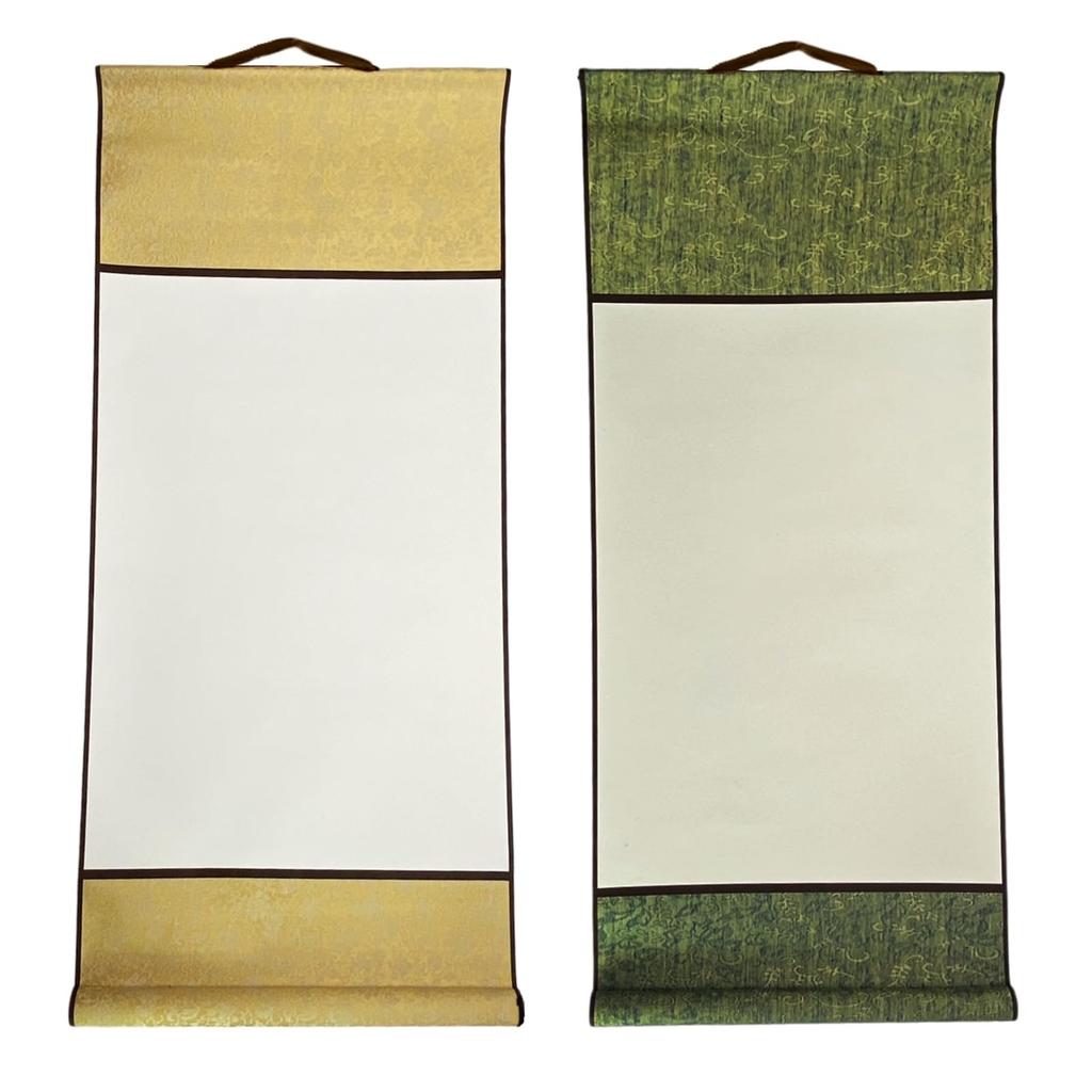 Lunari Plain Hanging Scroll Set of 2 Hanging Scrolls White with String Paper Calligraphy Exhibition White Scroll Floral Washi Japanese Painting Ink