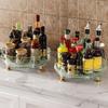 360°Rotating Rotating Spice Rack Clear Plastic Non-slip Base Storage Tray Space Saving Round Kitchen Storage Rack
