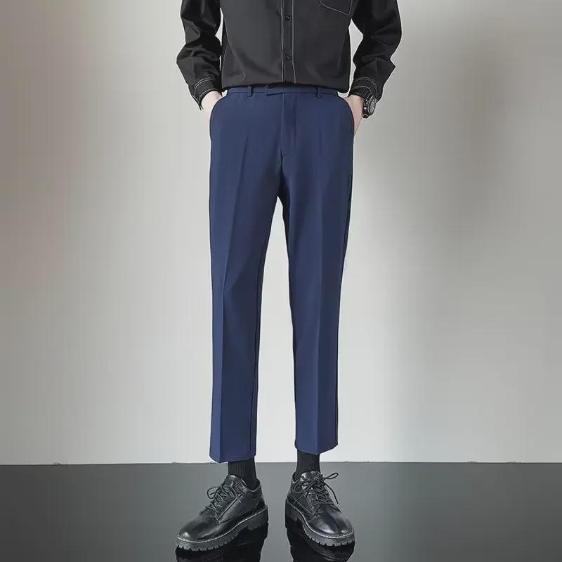 Herre Slim Fit Nine-Point Dressbukser: Forretnings-, formell- og fritidsklær for vår og sommer.