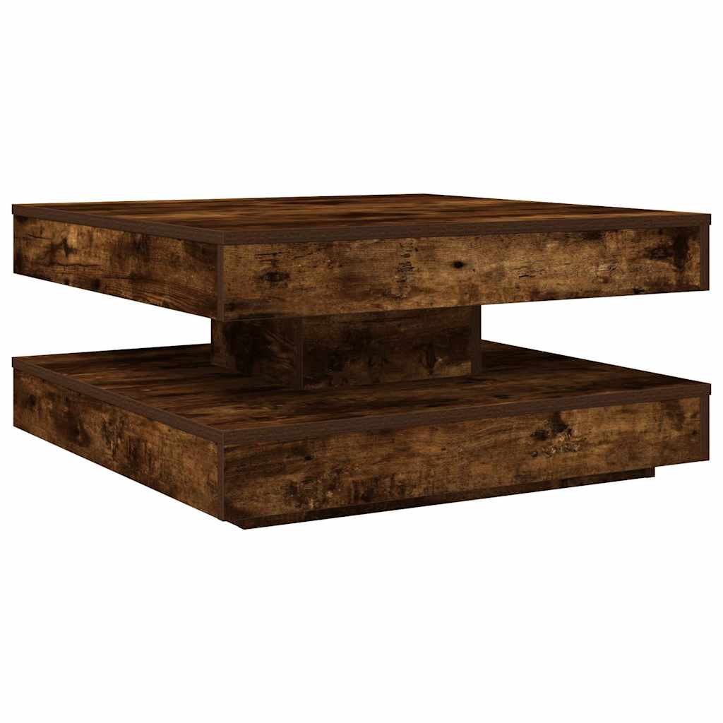 Rotating Coffee Table 360 degrees  Swivel Smoked Oak 70 x 70 x 34.5 cm