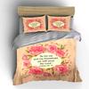 Floral Scripture Wall Art Set Kid'S And Adults' Bedroom Decor, Exquisite Three-Piece Bedding Set Gift