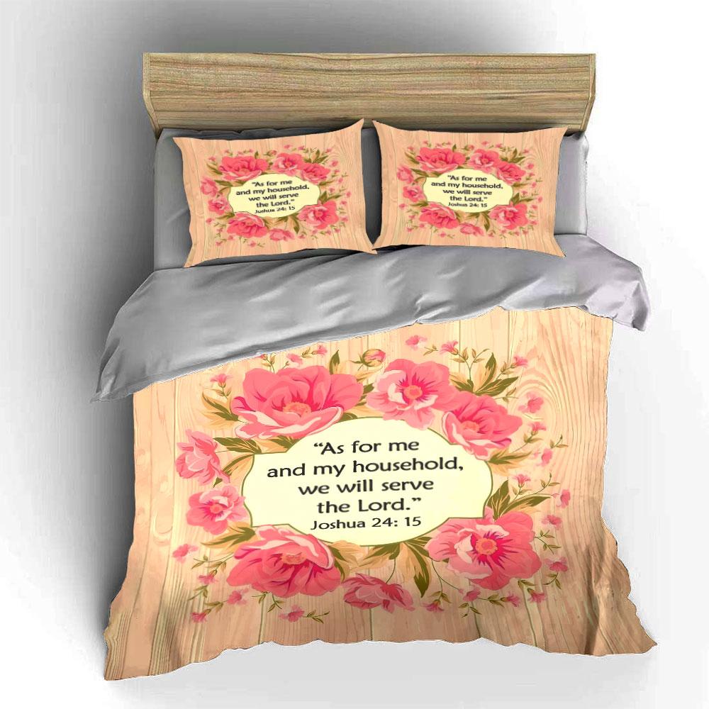Floral Scripture Wall Art Set Kid'S And Adults' Bedroom Decor, Exquisite Three-Piece Bedding Set Gift