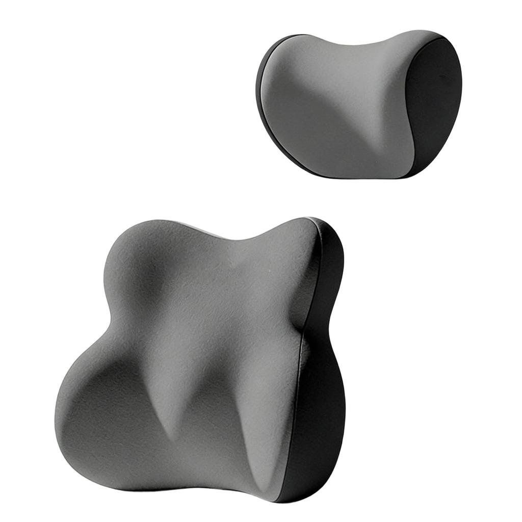 Car Neck Pillow and Lumbar Support Set Memory Foam Cushion for Vehicle Seat Backrest and Waist Support Adjustable Strap Design for Comfortable Driving