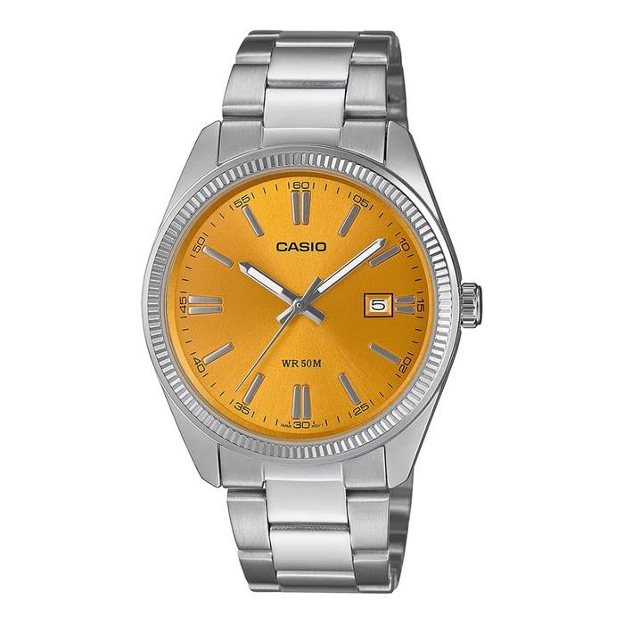 Casio MTP-1302PD-9AVEF Watch, Yellow, MTP-1302PD-9AVEF-AMZUK