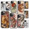 Autumu Japanese Ukiyo E Art Panther Tiger Phone Case Cover for iPhone 16 15 12 Mini 11 13 14 Pro Max SE2020 6 7 8 Plus Coque