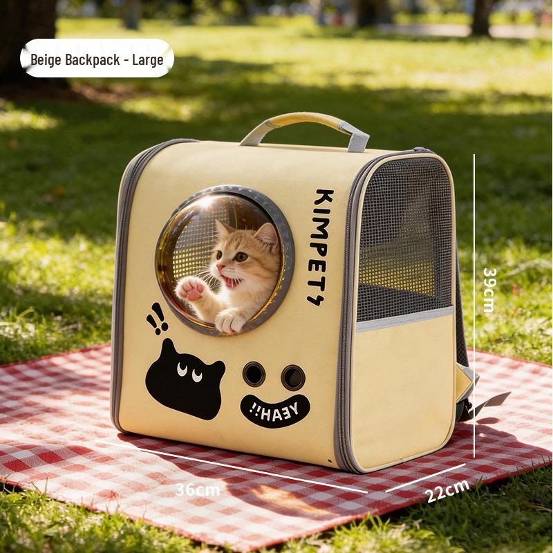 Tragbarer Katzenrucksack mit transparenter Raumabdeckung für Reisen