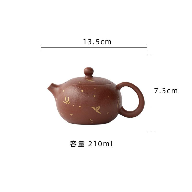 

210ml Purple Clay Xishi Sprinkle Gold Teapot Traditional Tea Infuser Pot Tea Maker Kettle With Filter For Tea Accessories Gift