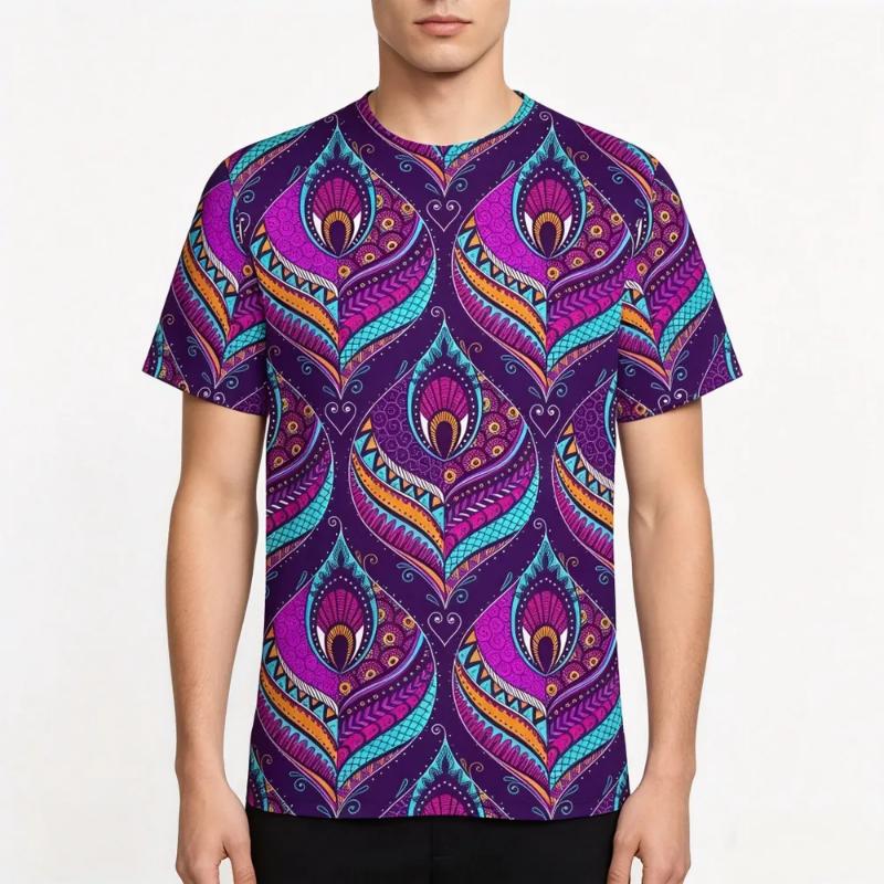 Fashion Women's Crew Neck Short Sleeve 3D Casual Color Printing Casual Short Sleeve Crew Neck T-Shirt