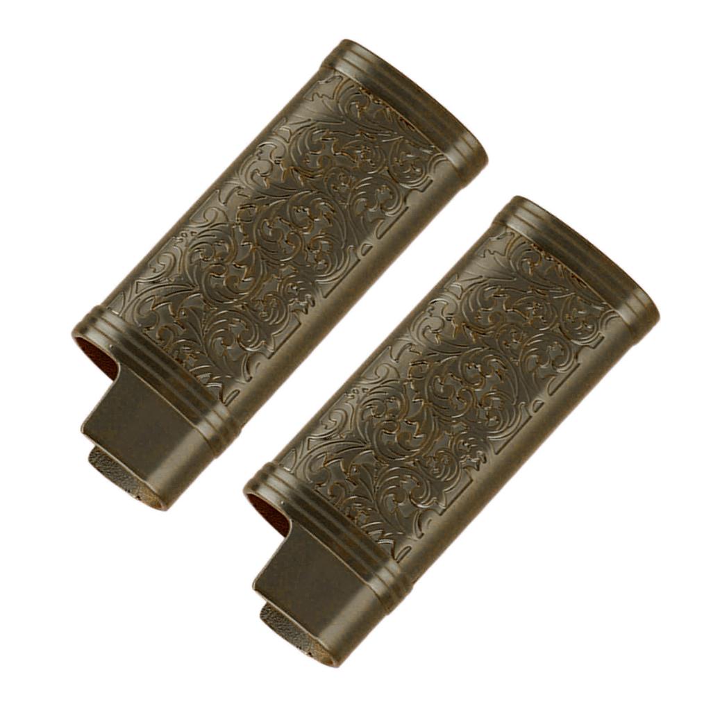 2Pcs Zinc Alloy Lighter Cover Retro Pattern Reusable Portable Lighter Sleeve Case for Travel
