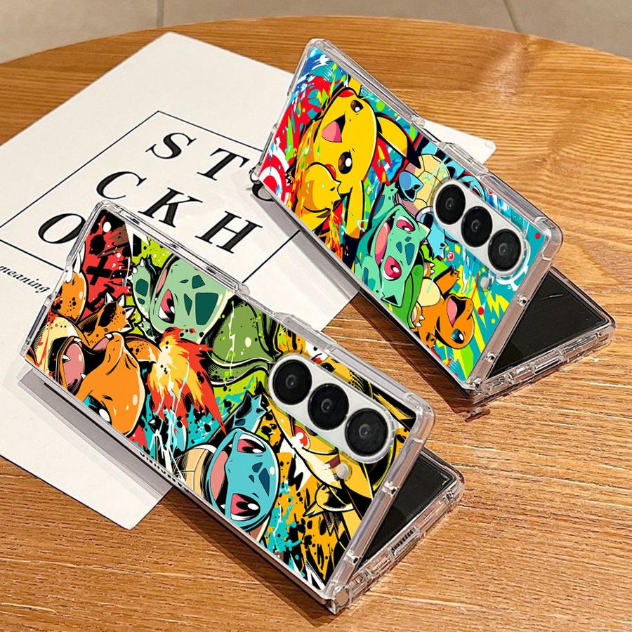 Cartoon Hot Pokemon Transparent Soft Phone Cover Case for Samsung Galaxy ZFold3 ZFold6 ZFold5 ZFold7 Z Fold 7 6 5 4 3 ZFold4