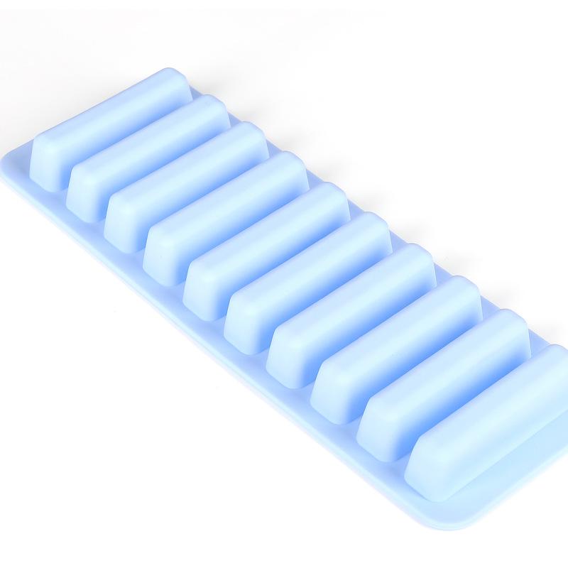 10 Grids Stick Shape Ice Tray Non-Stick Easy Release Push Popsicle Out Cylinder Silicone Ice Cube Tray Jelly Chocolate Mold