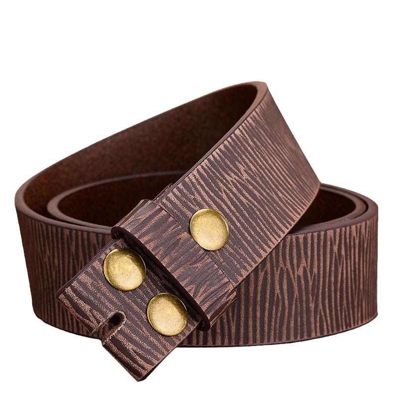 Retro Leather Belt Body Four-In-One Buckle Connecting Button Head Men'S Belt Headless Leather Belt Body