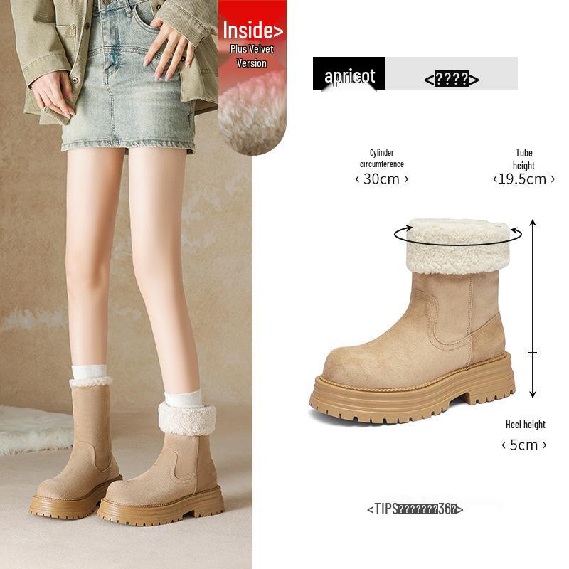 

Женские зимние пушистые сноубутсы Augusden 2025 - На толстой подошве, до середины икры, флисовые ботильоны 36