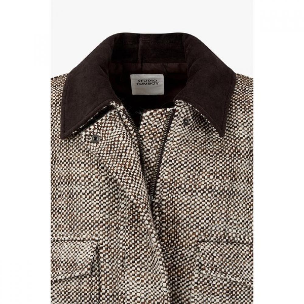 STUDIO TOMBOY Prošívaný svetr na zip s domácím vzorem 9105413204ar