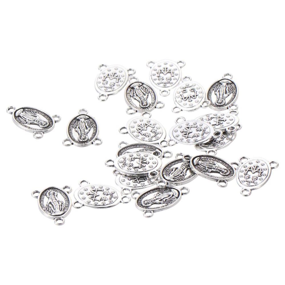 

80 Pcs Silver Cross Pendant Charm Alloy with 3-Loop DIY Craft Jesus Mary Cross Charm for Necklace