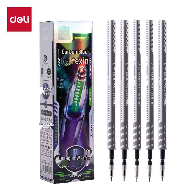 

Deli Warrior Hexagonal Carbon Black Gel Pen Refill, 0.5mm, Double Ball Tip