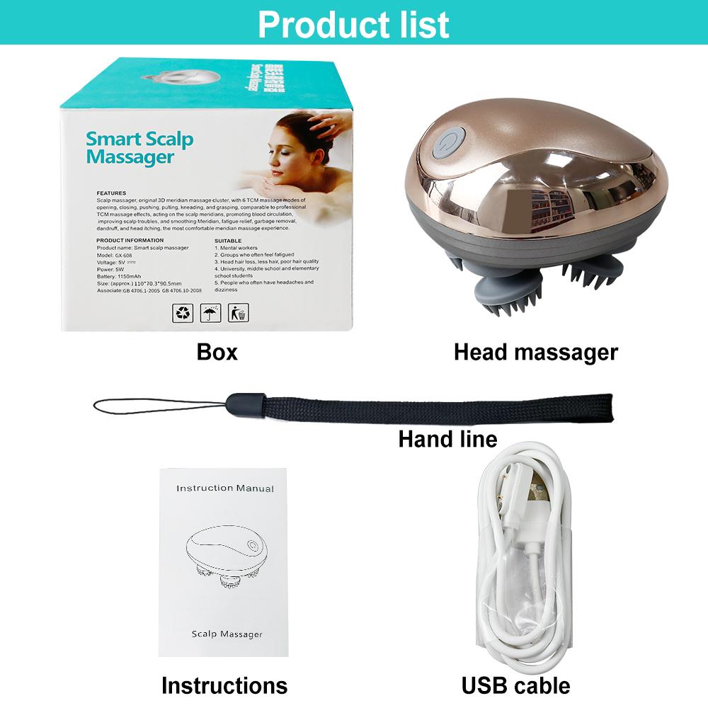 

Мини-машина для массажа головы, силиконовая, с магнитным всасыванием, зарядка, силиконовая, многофункциональная, для разминания и вибрации, спа-головка золотой