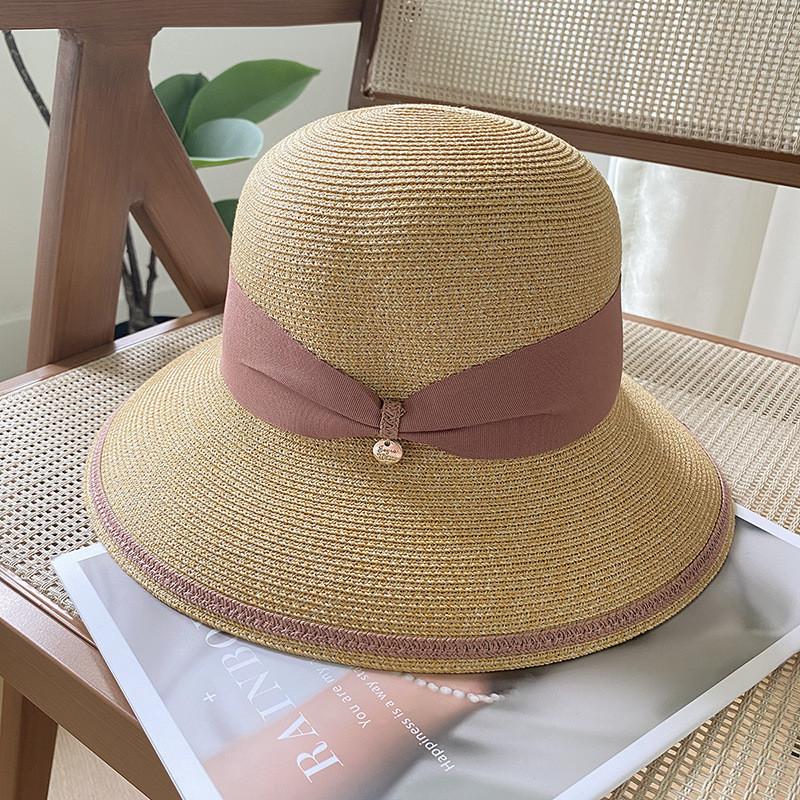 Butterfly Bow Wide Brim Straw Hat Women's Summer Sun Hat Audrey Hepburn Style Beach Vacation Hat Basin Hat Trend