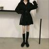 Women's Hepburn-Style Slimming Black Dress - Long-Sleeve Temperate Design for Autumn 2025