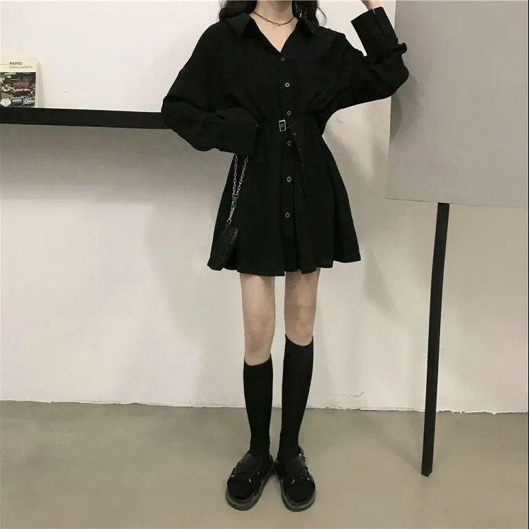 Women's Hepburn-Style Slimming Black Dress - Long-Sleeve Temperate Design for Autumn 2025