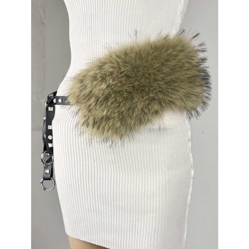 New Rabbit Fur Belt, Fur Belt, European and American Sexy Hot Girl Waist Seal Wide Belt