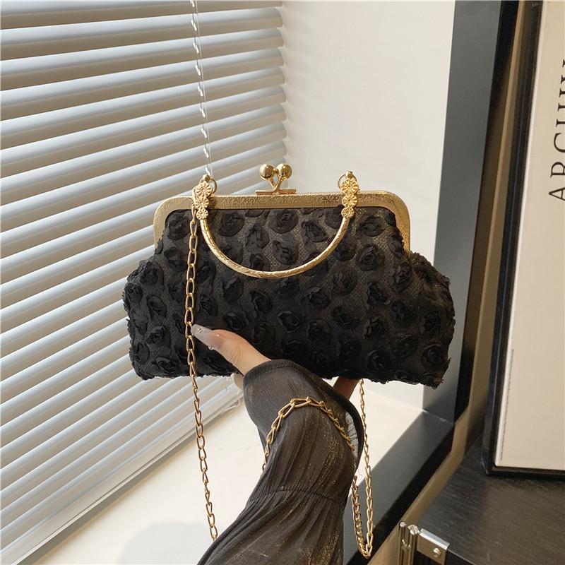 

Ніжна фея вітру літо нова текстура ланцюжок кохання стиль знаменитості вечеря портативна сумка-конверт золотого кольору для дівчини чорний