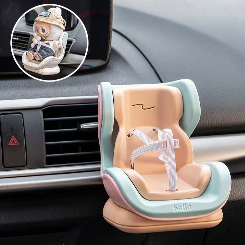 

Fit designed for Labubu Mini Safety Seat Air Vent Car Ornament Adorable Cartoon Decorative Toy Creative Attachment Present designed for Car Interiors No doll
