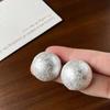 Round cotton pearl stud earrings minimalist fashion design earrings women's versatile temperament earrings