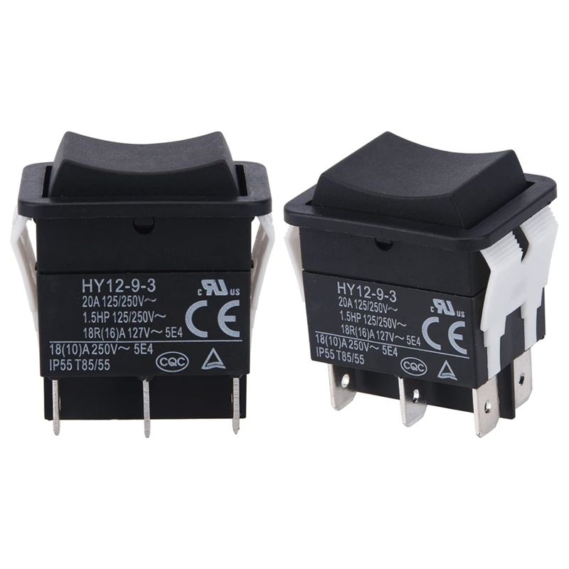 

ABUL-Rocker Switch, HY12-9-3 6Pins Industrial Electric Rocker Switch 125V/250V Pushbutton (2Pcs) чорний