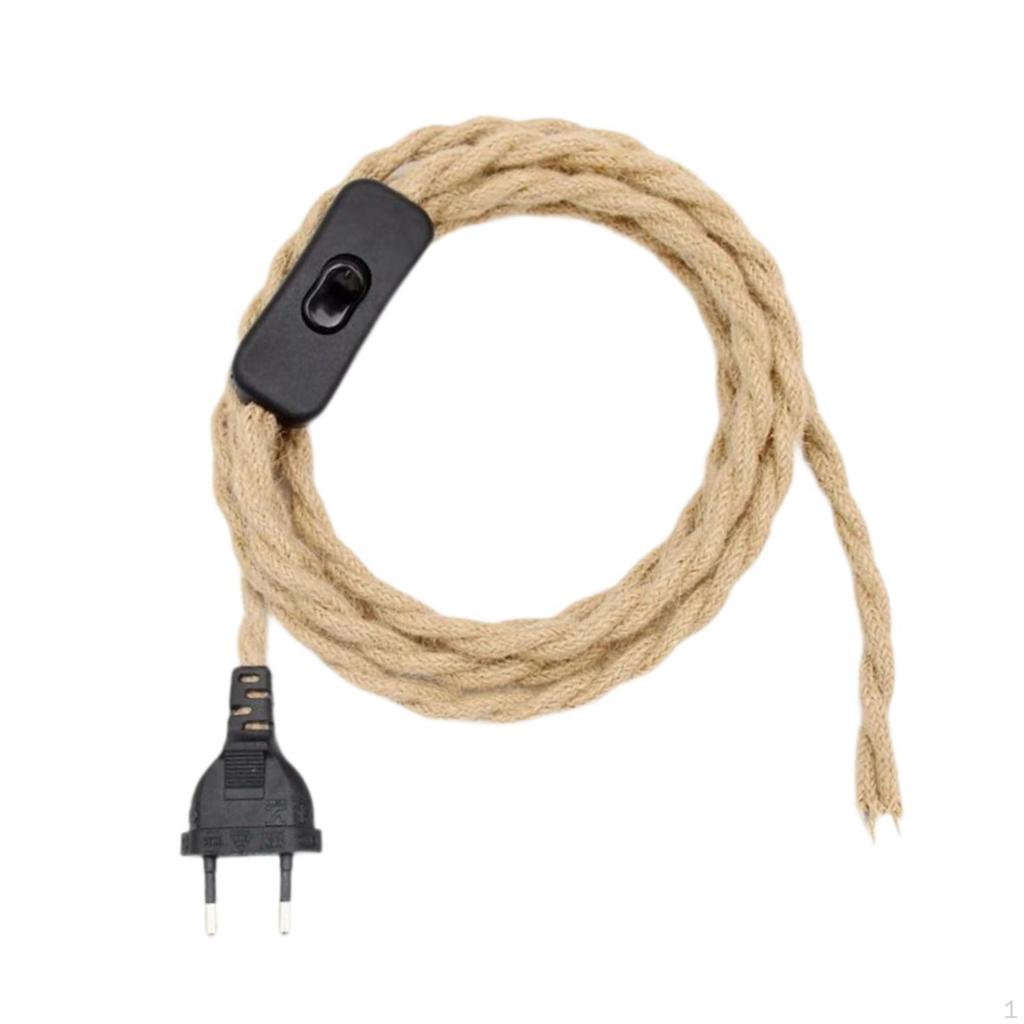 Covered Lamp Cord with Switch Button and Plug for Floor Lights Pendant Light 1.8m