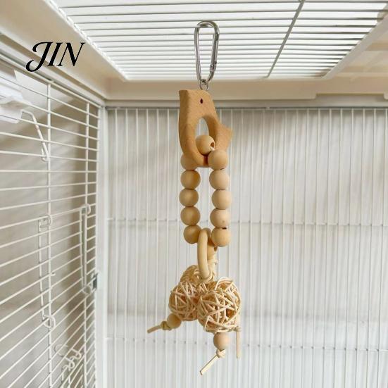 Chew Toy for Parrots Wooden Blocks Parrot Toy, Bird with Beads Rattan Balls or No Paint Dried Star Fruits, Cage Accessory Small Medium Cockatiels