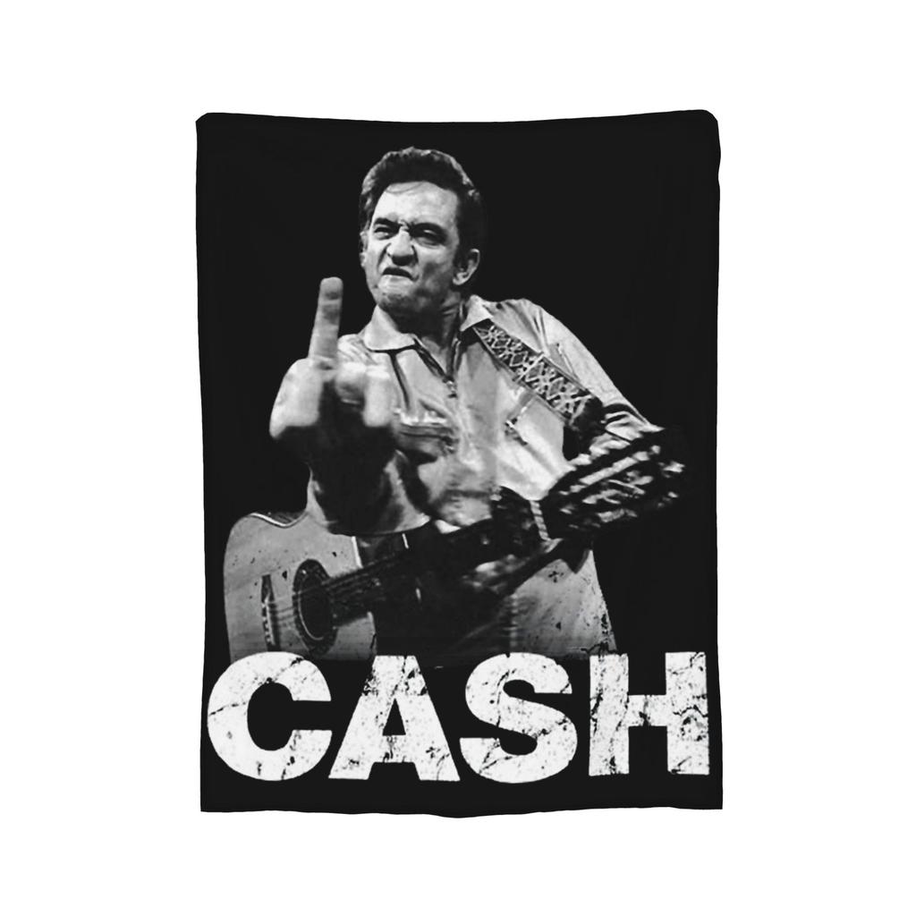 Johnny Cash Middle Finger Blanket Fleece Print Portable Lightweight Thin Throw Blanket for Bed Office Bedspreads