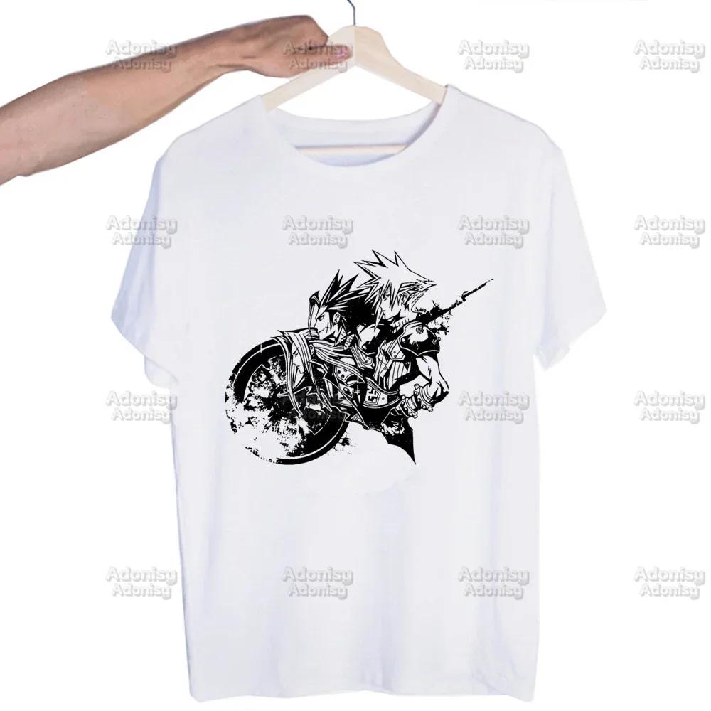 Final Fantasy 7 Fan Art Harajuku Men's Tshirt Printed Unisex Short Sleeve T-shirt Cool Cartoon Casual Male Streetwear Tops