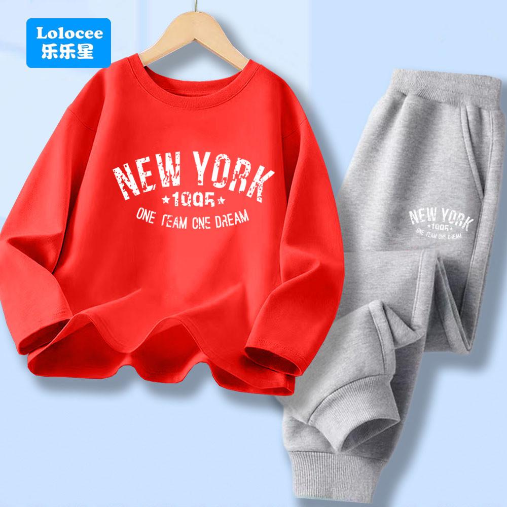 Boys Autumn Spring Clothes Sets New York City Letter Print T-shirt and Pants 2pcs Outfit Long Sleeve Tracksuits