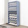 10-Tier Shoe Organizer Cabinet with 80cm Height, Gray Blue Finish, Multi-Layer Shoe Shelf for Entryway, Hallway, Closet Storage