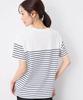 Petit Honfleur Paneled Striped Navy Women's T-Shirt, 521105,