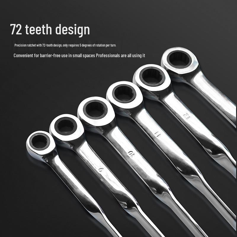 X Pattern Quick Ratchet Wrench: Labor-Saving, Angled Handle, Double-Head Design with Flower Head and Open-End Features