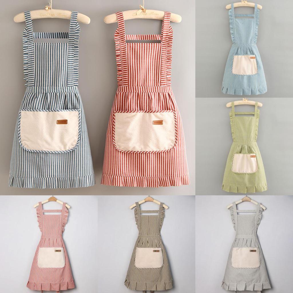 Modern Striped Cotton Linen Apron For Kitchen Home Use With Oil Stain Protection Special Characters Included