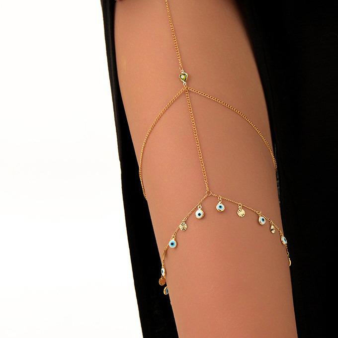 Gold Multi-Chain Diamond Thigh Jewelry for Women