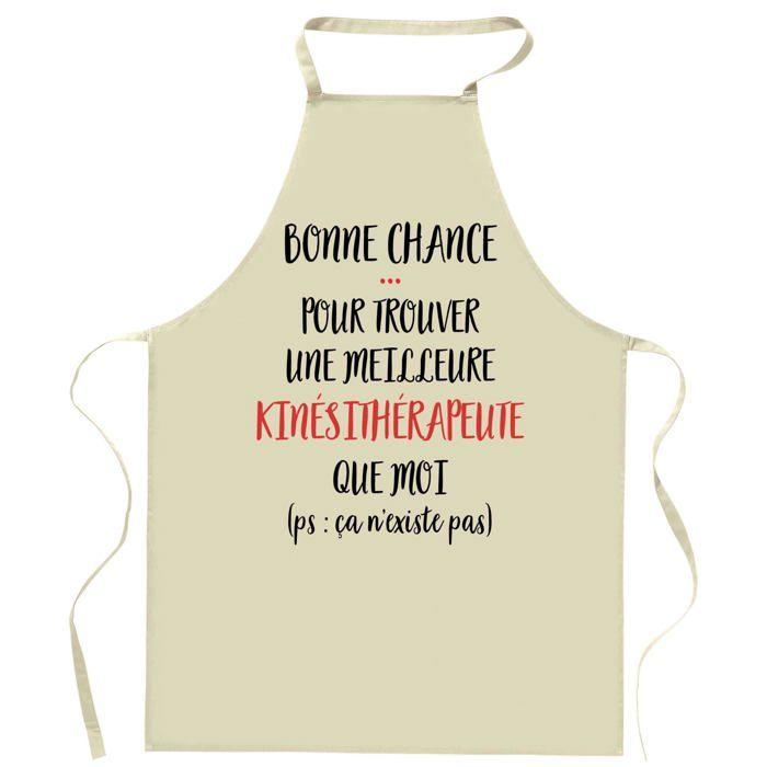 Tablier de cuisine - Planetee - Motif 'Kinésithérapeute ça n'existe pas' - Coton résistant - Imprimé en France