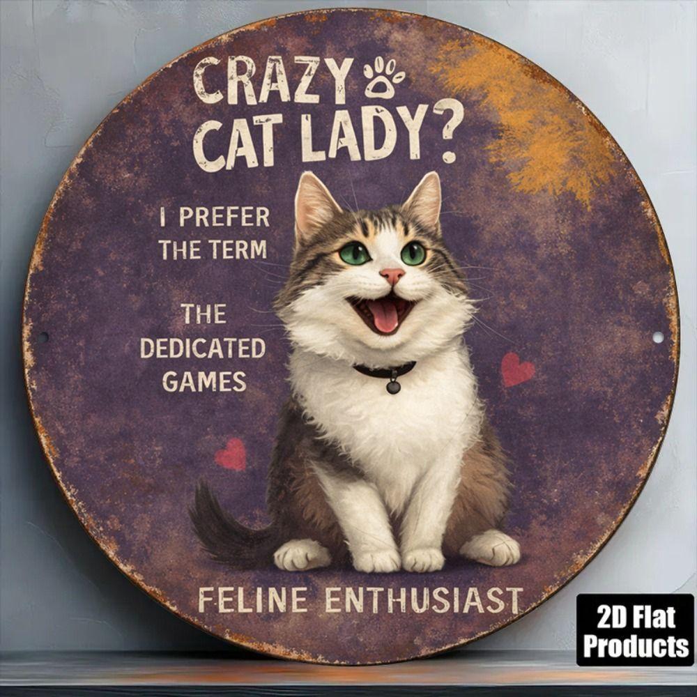 Metal Cat Wall Decor Tin Sign Gift For Friend 15x30cm Vintage Home Art