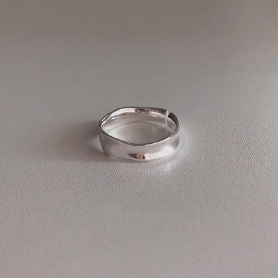 Adjustable Size Art Deco Geometric Ring Niche Minimalist Irregular Concave Glossy Plain Ring Ring Simple Fashion Versatile Ins Cold Wind Finger Ring