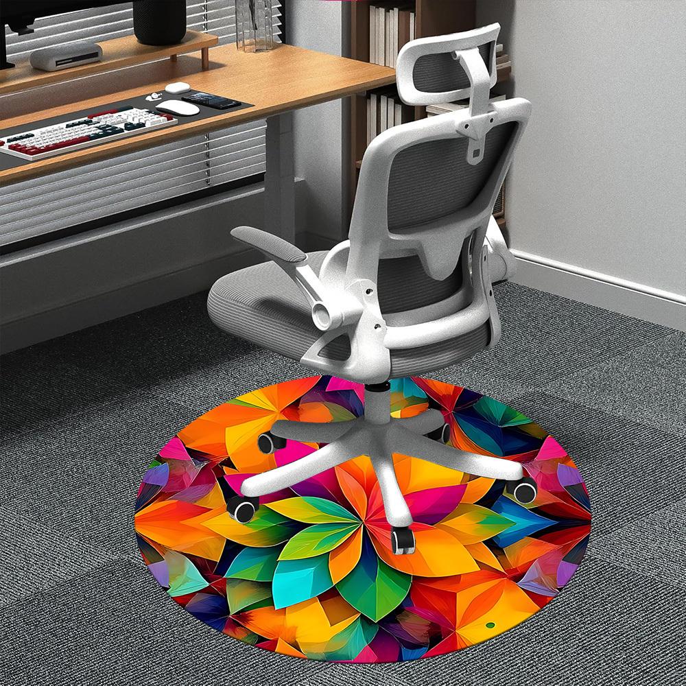 

1PC Floral Kaleidoscope Office Round Area Rug, Indoor Mat Suitable ForOffice, Under Office Chairs Bedroom Living Room Home Decor, Room Deco f044 80cm by 80cm