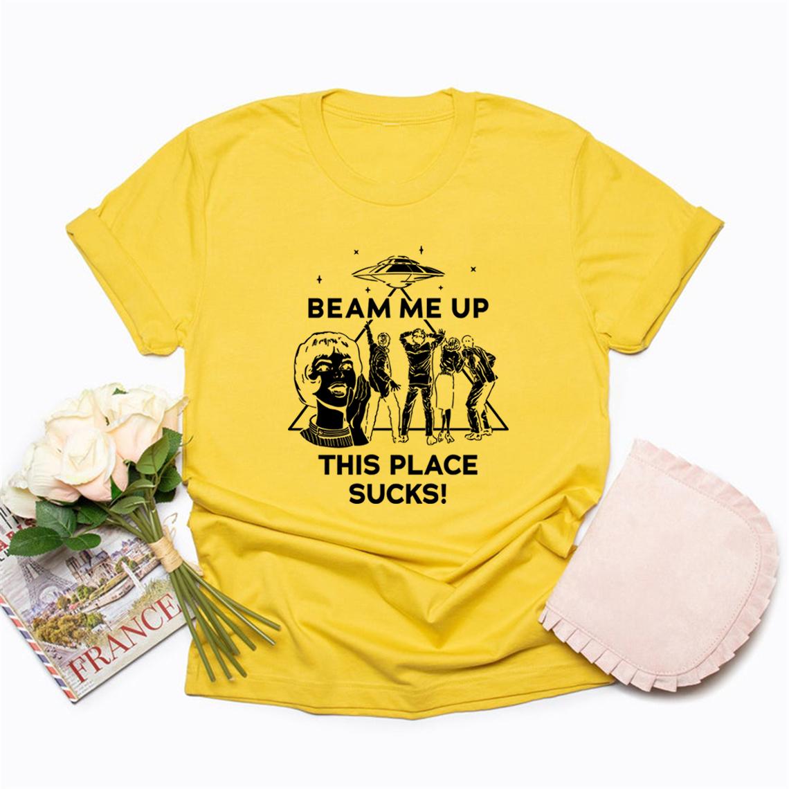 Телепортируйте меня отсюда это место отстой Футболка со смешной цитатой футболка из фильма футболка с космическим юмором футболка в стиле ретро футболки для ТВ унисекс с коротким рукавом повседневные топы XL 990₽