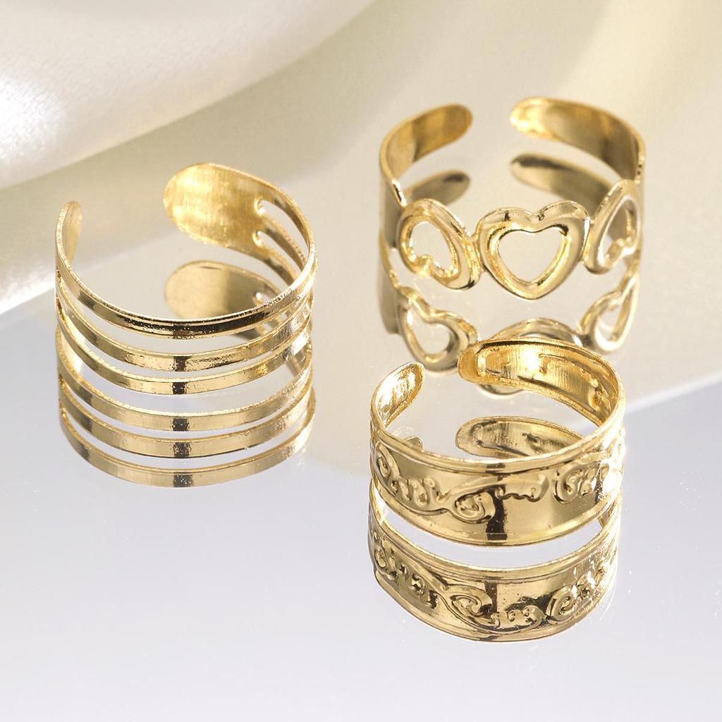 3-Piece Heart Design Triple-Layer Toe and Knuckle Ring Set