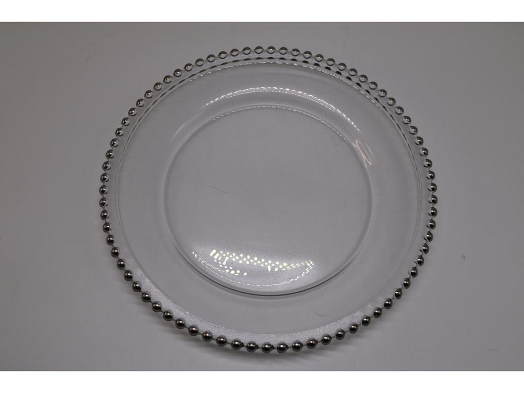 Nordic Style Golden Beaded Glass Fruit Plate - Round and Elegant for Banquets